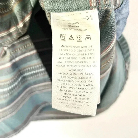 Pendleton Thomas Kay Short Sleeve Green Stripe Button Front Collared Shirt Small - Picture 9 of 10